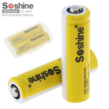 Soshine 2pcs 3,7 V PIS 14500 900mAh Li-ionska Baterija za Polnjenje z Varnostno izpustni Ventil + Prenosne Baterije Polje za Svetilke
