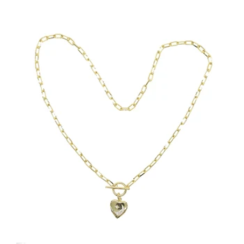 Srce pečatni čar odpri povezavo verige sponke za papir verige ženske modna ogrlica zlato modni nakit