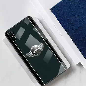 Srčkan Mini Avto cooper Primeru Telefon Za IPhone 12 Primeru, Kaljeno Steklo Jasno Primerih Za Apple iPhone 11 XR 7 8 Plus X XS Max