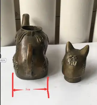 Srčkan miniaturni bogato mačka modeliranje stari jug grelnik vode bronasti kip