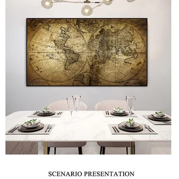 Stari Stoletja Politični Zemljevid, Platno Slikarstvo Skandinavskih Plakati in Tisk Stenskih slikah, za Dnevni Sobi Doma Dekor