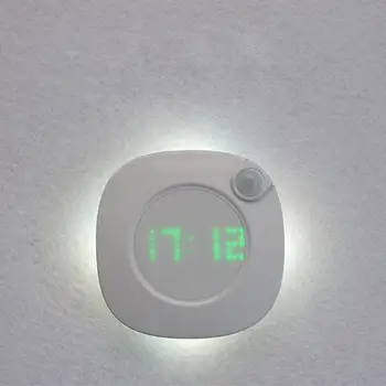 Stenska Ura Z Senzor Gibanja Ponoči Luči USB PIR Senzor Dve Svetlosti Barve Nastavljiva Svetlost Magnet Budilka Nočna Lučka