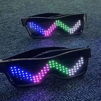 Stranka LED Očala Disco Vinski Bar Dinamično Utripajoče LED Očala Raves Bluetooth APP Besedilo Prilagodljiv sveti Stekla USB Polnjenje