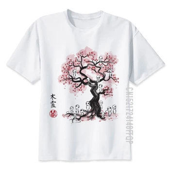 Studio Ghibli Tiskanja Priložnostne Tshirt za Moške O-vratu T Srajce Harajuku Človeka Vrhovi Japonske Anime T-shirt Sakura Drevo Grafični Tees Osnovne