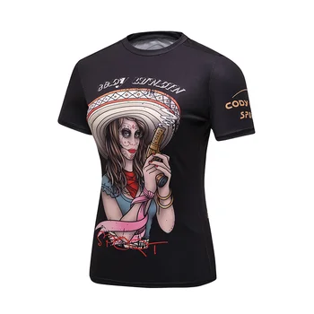 Sublimacija MMA Custom Print Dihanje majica s kratkimi rokavi Ženske Telovadnici Rashguard