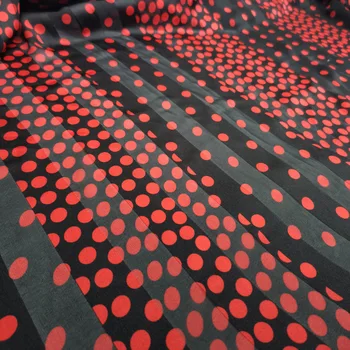 Svetleč Trak šifon Dot Tiskanja Svilnato Biserno Tkanine Pada Mehko Dihanje DIY Bluzo Obleko Tkanine