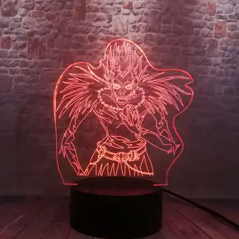 Svetlobna 3D Iluzije LED Lučka 7 Barv Spreminjanje Desk Nočna Japonska Manga Ryuk Smrti Opomba Anime Figuras Igrače