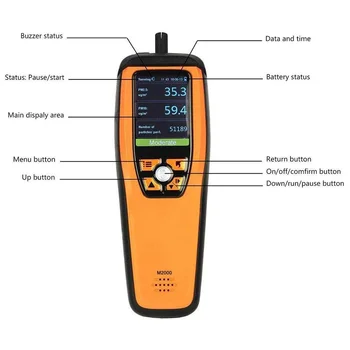 Temtop M2000 2. Generacije Kakovost Zraka Monitor za PM2.5 PM10 Delci CO2 HCHO Temperatura Vlažnost Zvočni Alarm za Izvoz Podatkov