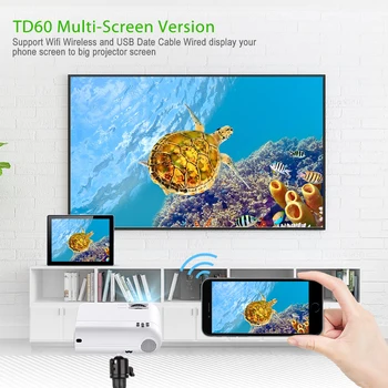 ThundeaL Mini Projektor TD60 Prenosni sistem za Domači Kino 2400 Lumnov Pametni Multiscreen 3D Video Projektor Android WiFi LED Proyector
