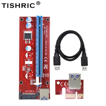 TISHRIC VER007S PCI Express PCIE PCI-E Riser Card 007 007S 1x do 16x razširitveno napravo USB 3.0 Kabel 15Pin SATA za BTC ETH Rudarstvo Rudar