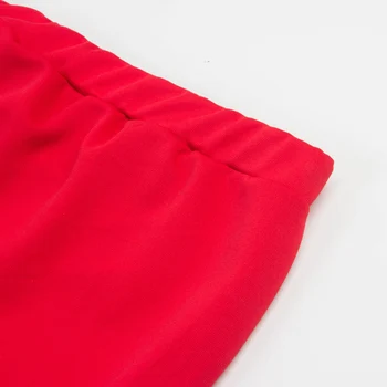 Tonval Starana Rdeča Bodycon Ruffle Robom Fishtail Obleka Ženske Cvjetnim Tiskanja Povodcem Seksi Stranka Elegantno Obleko Dva Kosa Midi Obleke