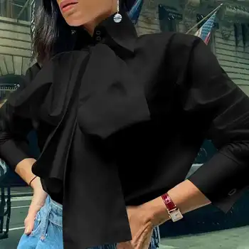 Top Moda za Ženske Bluze Celmia 2021 Jeseni Dolg Rokav Lok Kravato Elegantna Urad Priložnostne Srajce Svoboden River Trdna Blusas Mujer 7