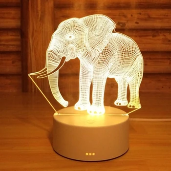 Toplo Beli Samorog Led Nočne Luči Medved Slon Obroč 3D Lučka Risanka lampada Božična Darila, Dojenček, otrok Spi Razsvetljavo