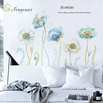 Toplo nalepke spalnica postelji stenski dekor dnevni prostor kavč, tv ozadju stenske nalepke romantično cvetje samolepilne doma dekor