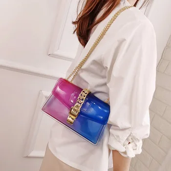 Torbe za ženske do leta 2020 nove luksuzne ročne torbe Pregleden jelly silikonsko barvo pregleden plaži nakupovalno vrečko torbici sac de luxe femme