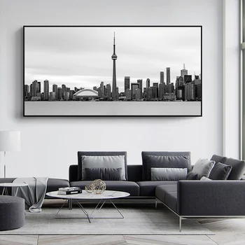 Toronto Skyline Krajine Steno Umetnosti Plakatov in Fotografij Črno-Belo Toronto Mestni Prikaz Platno, Slike, Umetniške Slike Cuadros