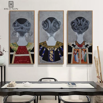 Tradicionalna Kitajska Lepih Starih Kostumov Devica Pričeska Bombaž Abstraktne Slike, Plakati, Stenske Slike Za Dom Dekor