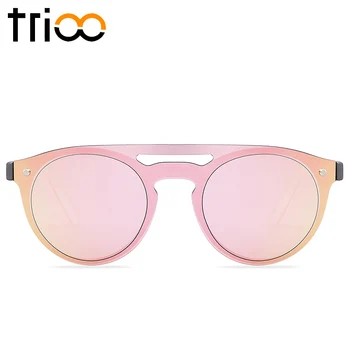 TRIOO Rožnata Očala za Sonce, Za Ženske Ravno Rimless Okvir Slog Lunette Visoko Modo Ozkega Obraza Dame sončna Očala Novo Oculos