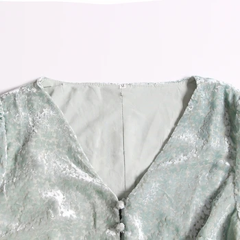 TWOTWINSTYLE Mozaik Bowknot Obleko Za Ženske V Vratu Dolg Rokav Visoko Pasu Čipke Gor Linije Elegantne Obleke, Ženski 2020 Jeseni