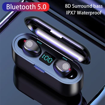 TWS Bluetooth 5.0 Slušalke S Polnjenjem Polje Brezžične Slušalke 9D Stereo Šport Nepremočljiva Čepkov Slušalke, Mikrofon