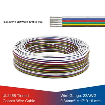 UL2468 6pin Led Priključek Žice 22AWG Električne Žice, Priključki Kabel Za 5050 RGB SCT RGBW+CW RGBW+WW LED Trak Vrstice Razsvetljavo