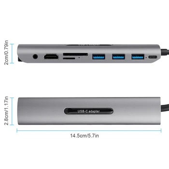 USB Tip C SREDIŠČE za HDMI priključek RJ45 Lan Multi USB 3.0 PD Adapter za 4K 30HZ USB-C SREDIŠČE Za MacBook Pro Air Dock USBC Tip-c HUB Razdelilnik