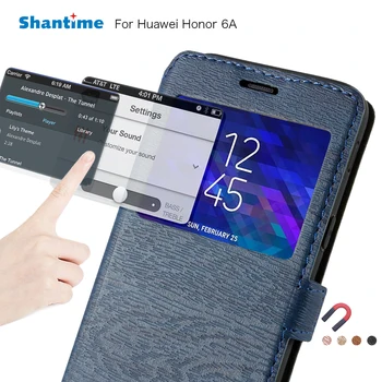 Usnje Primeru Telefon Za Huawei Honor 6A Flip Primeru Za Huawei Honor 6X GR5 2017 Y7 Prime View Window Knjige v Primeru Silikonski Pokrov Nazaj