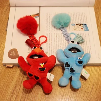 Ustvarjalne Najboljša Igralka Plišastih Keychain Elmo Cookie Monster Slika Mini Obesek Ključe Mehko Polnjene Igrače Otrok Peluche Darila