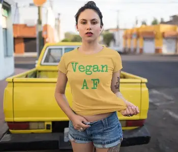 Veganska AF zeleno Črke Ženske tshirt Bombaž Priložnostne Smešno majica s kratkimi rokavi Za Lady Yong Dekle Top Tee Spusti Ladje S-227