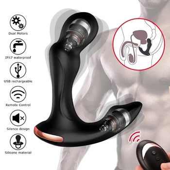 Vibrator Butt Plug Spolnih Igrač Za Moške Prostate Massager Analni Repu, Vrtijo Brezžični Daljinski USB Polnjenje Odraslih Izdelki, Za Moške