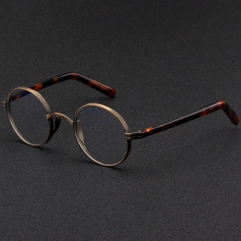 Vintage Acetat Kratkovidnost Očal Okvir Moških Krog Luksuzne Blagovne Znamke Optični Recept Titana Očala Okvir Ženske Majhne Očala