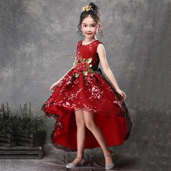 Vintage Elegantno cvet dekle obleko slive cvet otrok poročno zabavo Obleko za dekleta obleke princess obleke žogo otroci vestido