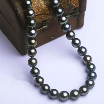 Visoka kakovost 8-12mm posnemajo Tahiti slog črno lupino pearl 18 palcev Modni nakit choker Ogrlica za ženske Mama je darilo