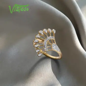 VISTOSO Zlata prstana Za Ženske Čisto 14K 585 Rumeno Zlato Peneče Diamant Obljubo Udejstvovanje Obroči Obletnico Fine Nakit