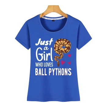 Vrhovi Majica s kratkimi rokavi Ženske samo dekle, ki ljubi žogo python kača ženska Design Black Print Tshirt Ženske
