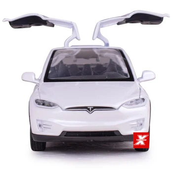 Vroče 1:32 obsega kolesa diecast čisti električni avtomobil Tesla MODEL X90 kovinski model s svetlobo, zvok, potegnite nazaj vozila igrača zbirka