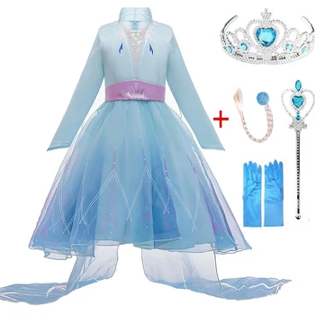 Vroče Elsa 2 Dekleta Obleka Elsa Stranka Obleko Vestidos Cosplay Dekle Oblačila, Ana Rojstni dan Princesa Obleko Otroški Kostum za Božič