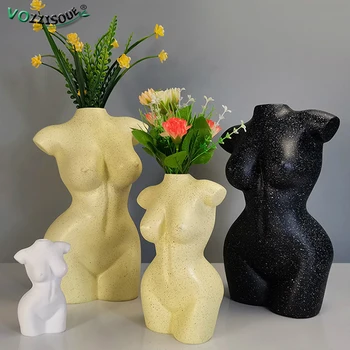 VROČE Smolo Dekorativne Vaze Žensko Telo Vaze, Cvetlični Tabela Dekoracijo dnevne Sobe Okraski Umetnosti Doma Cvetlični Aranžma Smolo Lonci