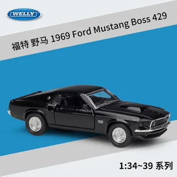 WELLY 1:36 1969 Ford Mustang Boss 429 Zlitine Luksuznih Vozil Diecast Potegnite Nazaj, Avto Blaga Model Igrača Zbirka