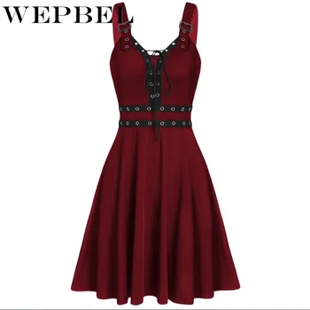 WEPBEL Plus Velikost Novo žensko Obleko Modne Gotsko Punk Stil Oblačenja Mozaik Povoj Zanko Obleko