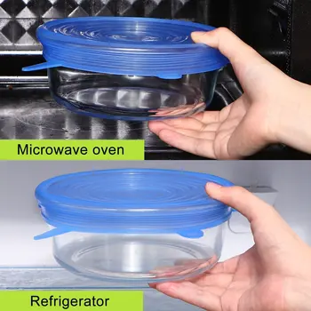 Wonderlife 6 silikonski pokrovi za večkratno uporabo zaprti ovoj hrane pokrovi ohraniti sklede zaprti sveže in prožno embalaža, posoda