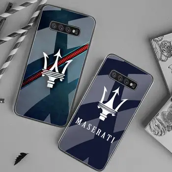 YJZFDYRM Kolo za Maserati Logotip Silikon TPU Telefon Primeru Kaljeno Steklo Za Samsung S20 Plus S7 S8 S9 S10 Plus Opomba 8 9 10 Plus