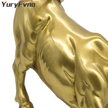 YuryFvna 3 Velikosti Zlati Wall Street Bika OX Figur Kiparstvo Polnjenje borznega Bika Kip Home Office Dekoracijo Darilo