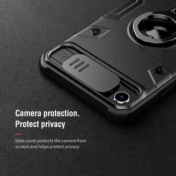 Za iPhone SE 2020 SE2020 7 8 primeru NILLKIN CamShied Oklep Prst Prstan Imetnik Primeru PC TPU fotoaparat varstvo Zadnji pokrovček