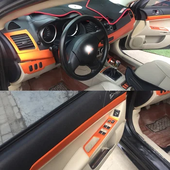 Za Mitsubishi Lancer EX2009-2016 Notranje zadeve Centralni Nadzorni Plošči Vrata Ročaj iz Ogljikovih Vlaken Nalepke Nalepke Avto styling Accessorie