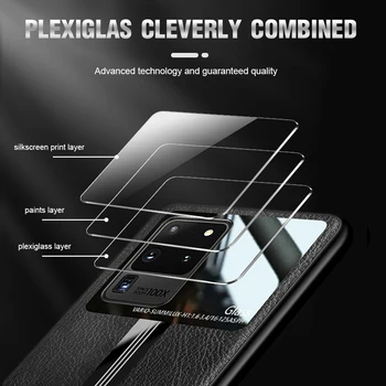 Za Samsung Galaxy S20+ S20 Ultra Mat Usnjena torbica za Samsung S10 Lite S10 S8 S9 Plus Ogledalo Plexglass Telefon Primeru Hrbtni Pokrovček