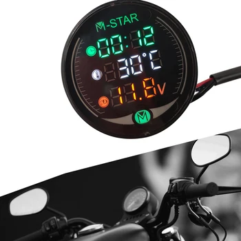 Za Suzuki BURGMAN 400 HAYABUSA GSXR1300 B-KING Motocikel Voltmeter Čas, Temperatura LED 3-v-1 LED Digitalni Merilnik Napetosti