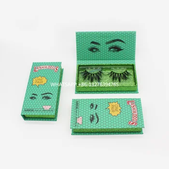 Zelena Lashwood Mink-Kraž Polje Z Pladenj po Meri Lashbox Embalaža Naravnih umetne Trepalnice Debele Ličila Pravi 3D Mink Trepalnice