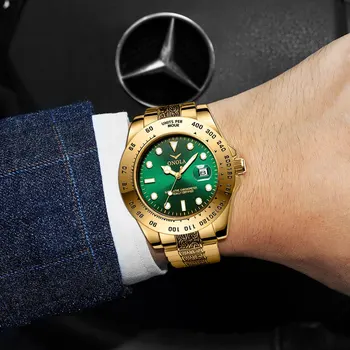 Zlate ure moških ONOLA 2020 Nove Luksuzne modne letnik iz nerjavečega jekla quartz mens watch priložnostne zlato ročno uro