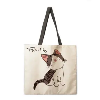 Zložljiva nakupovalna torba risanka sir mačka dame torba ženski prosti čas torbici prostem plaže vrečko ženski tote vrečko